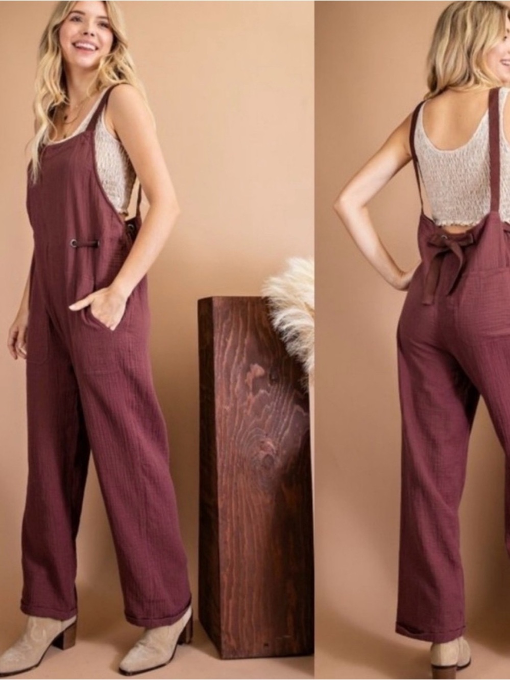 1.4.3. Story by Line Up Rust-Brown Cotton Gauze Jumpsuit